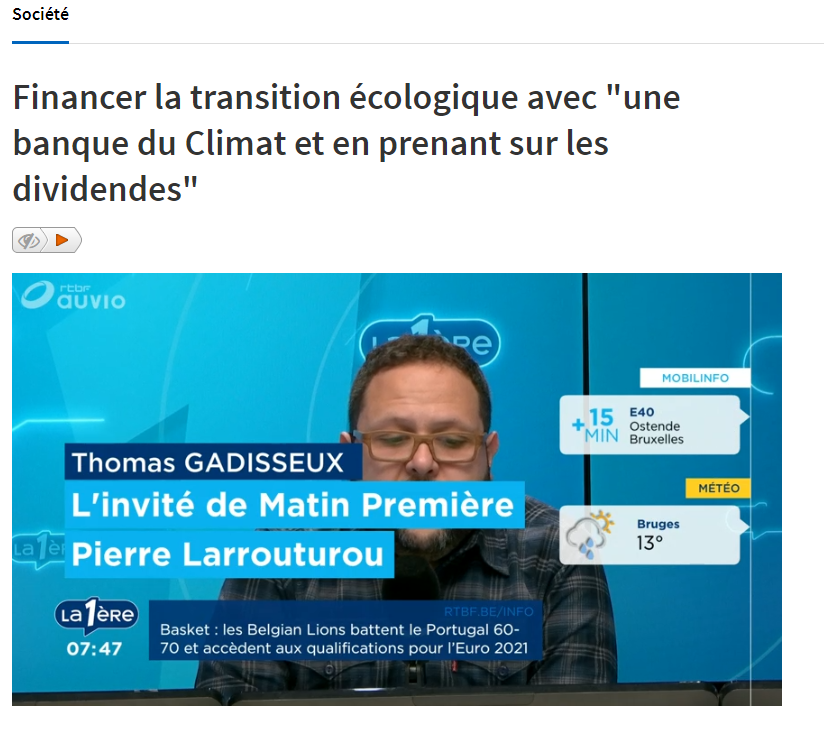 RTBF – Pierre Larrouturou – Financer La Transition écologique Avec ...